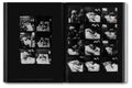 Black and white contact sheet from "Hujar" photography book by MACK, showing multiple small portraits and candid shots.